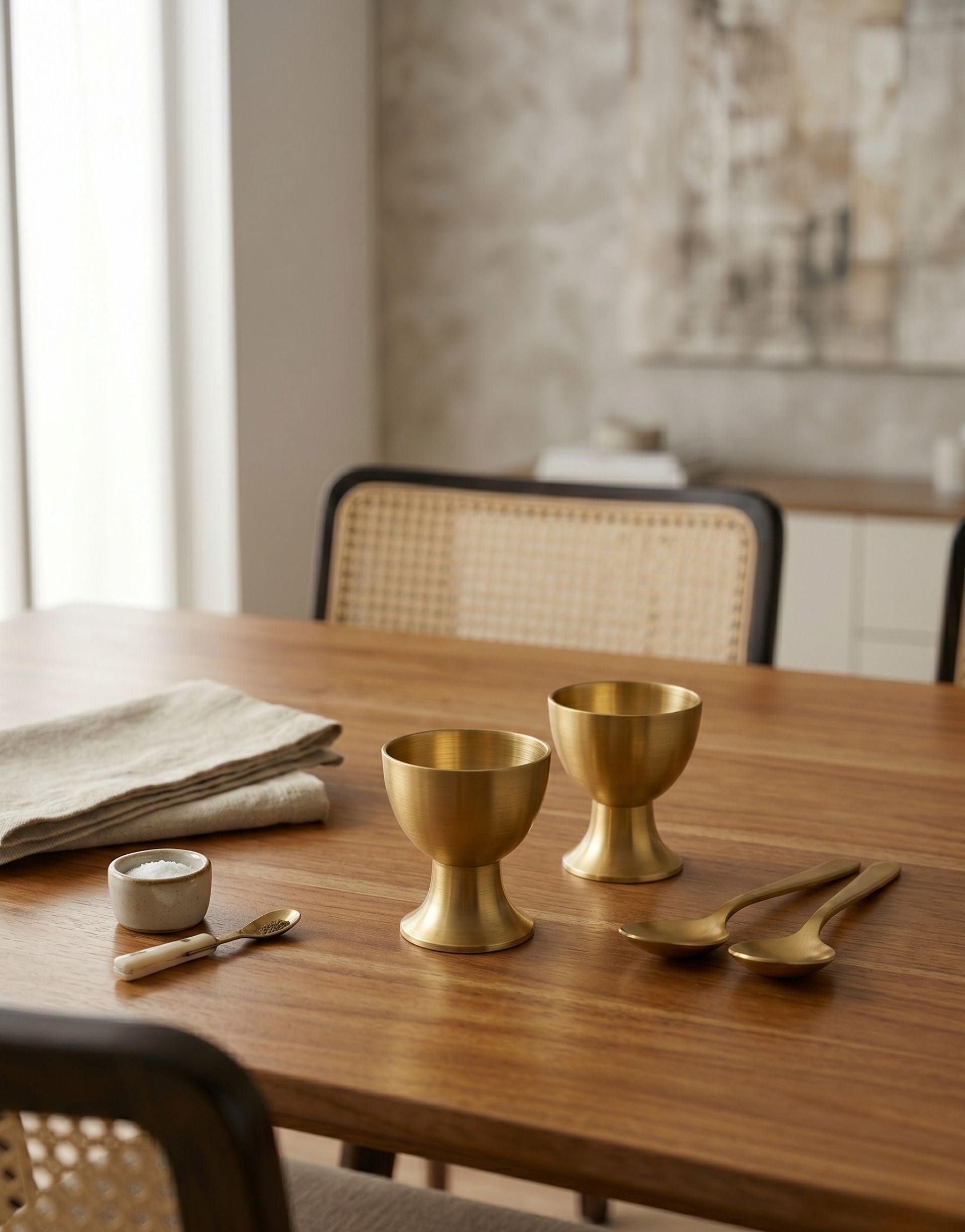 Beej: Brass Egg Cup Set