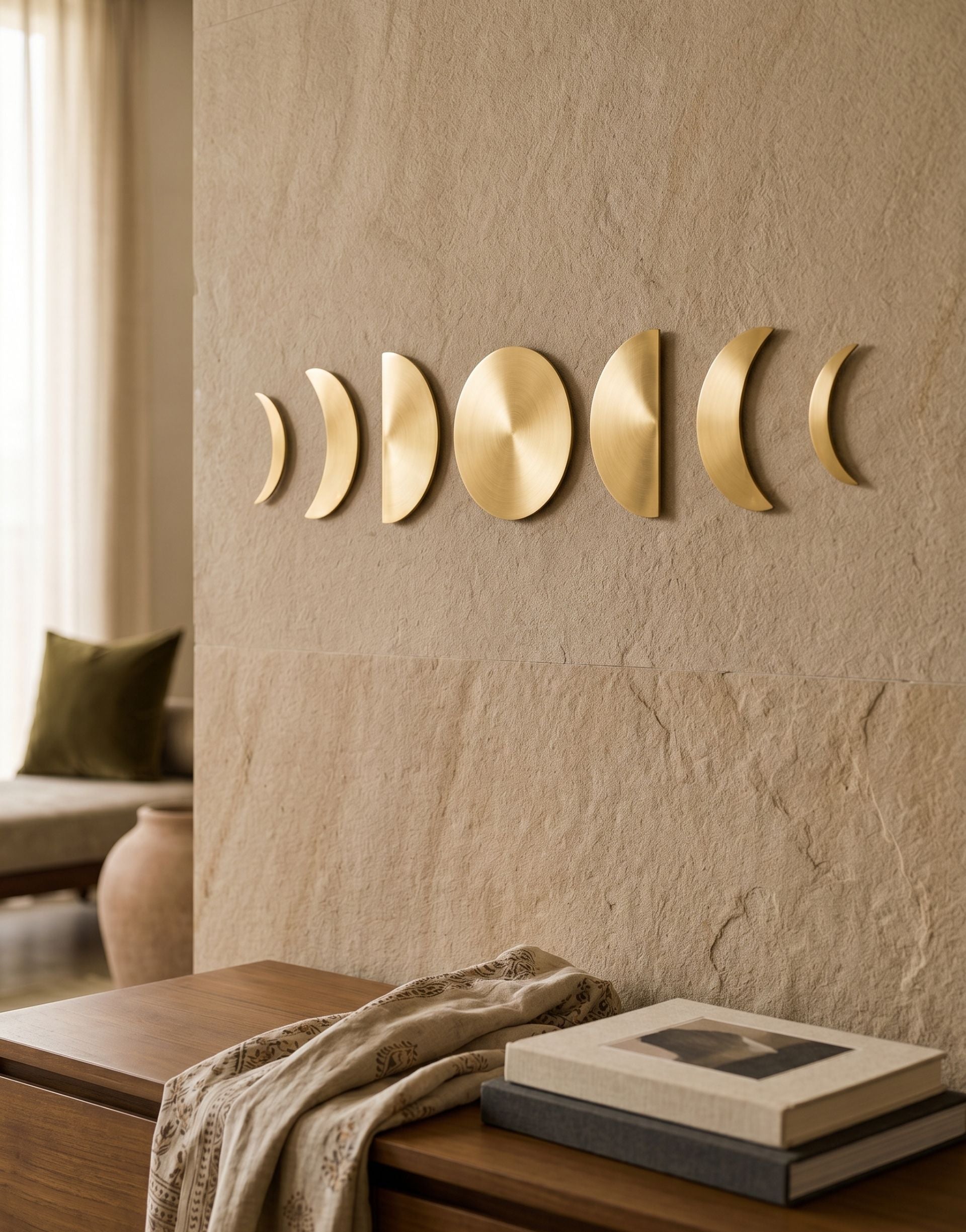 Indu: Brass Moon Phases Wall Decor