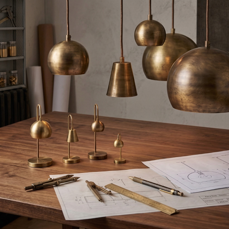 Visualizing the scale of bespoke brass installations designed for luxury hospitality and expansive residential interiors.