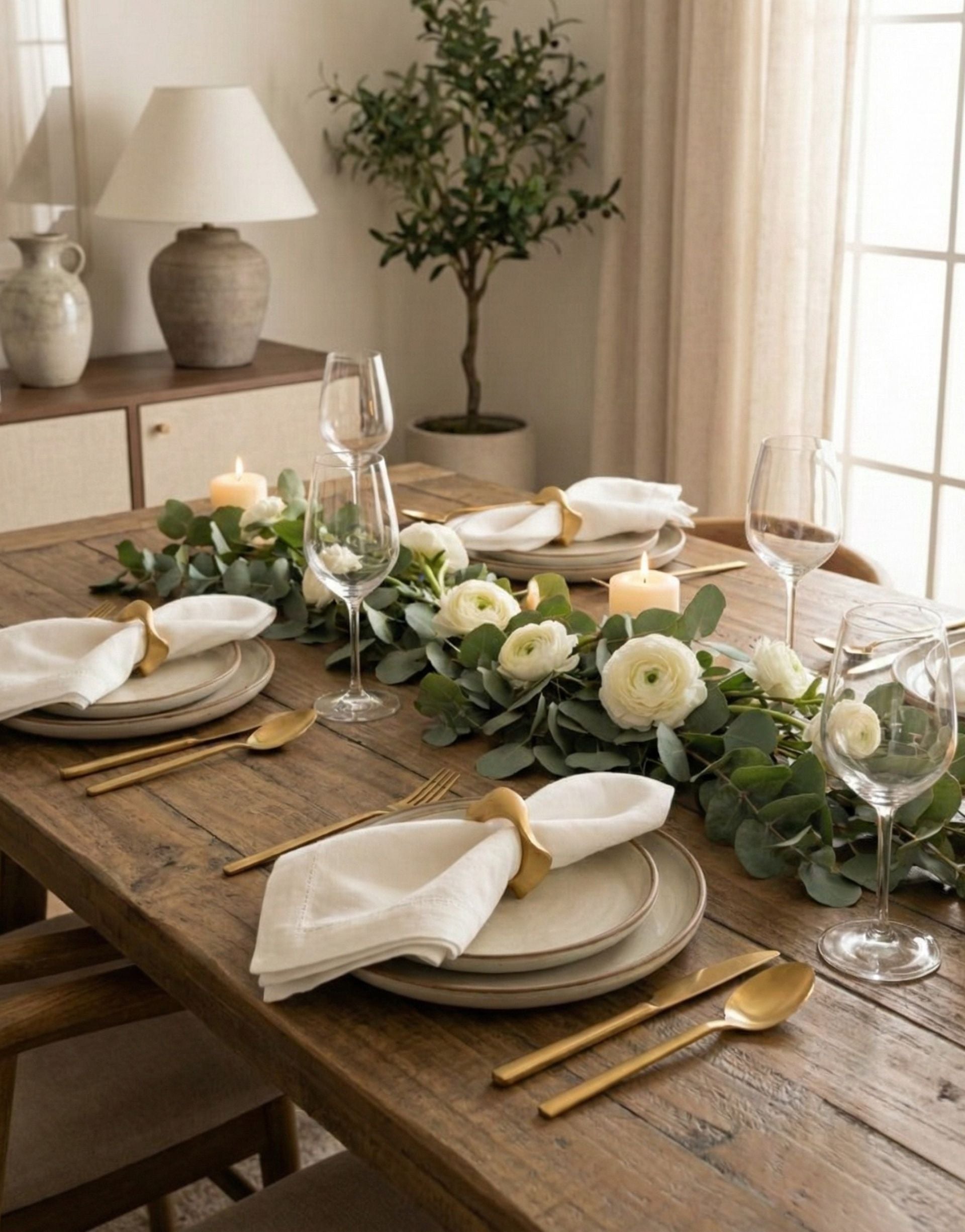 Hand-refined solid brass napkin rings designed for luxury dining rituals and premium hospitality tablescapes.