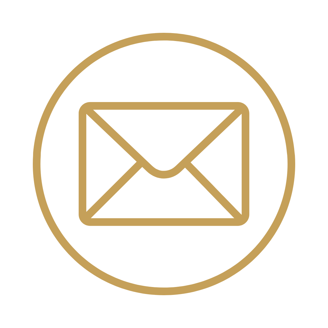 Email contact icon for formal business inquiries and hospitality brass commissions.